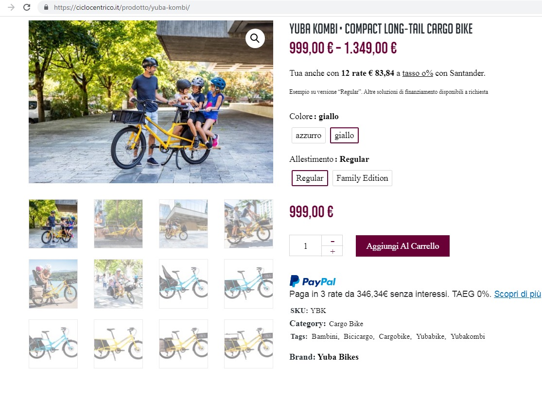 Yuba Bike Kombi Torino e provincia cargo bike